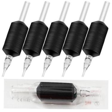 Imagem de Punhos De Tatuagem De Silicone Descartáveis estéreis Pretos 5pcs 25mm 