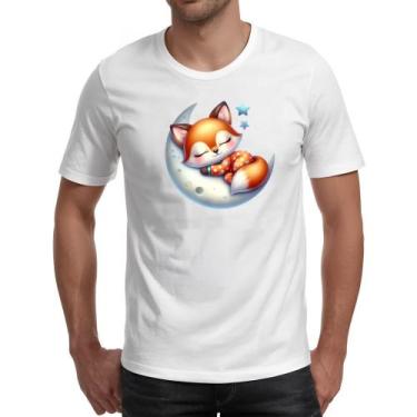 Imagem de Camiseta Unissex Cute Raposa dormindo na Lua - Alearts, EG