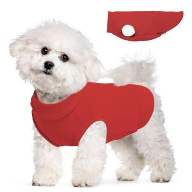 Imagem de Colete de lã para cães - vermelho, P - moletom quente e elástico, jaqueta suéter leve, design pulôver, roupas chihuahua, papillon, pomeranian