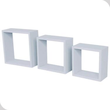 Imagem de Kit 3 Nichos De Parede Madeira Branco PratK Leve Decorativo - Prat-K