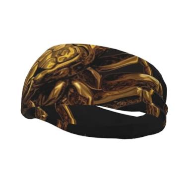 Imagem de Bandanas de corrida para homens e mulheres faixas de suor douradas escorpião absorção de umidade esportivas moda lenço de cabeça atlético faixa de cabelo elástica para tênis, basquete, corrida