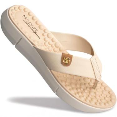 Imagem de Chinelo Ortopédico Modare Feminino Esporão Massageador Macio, Creme, 3