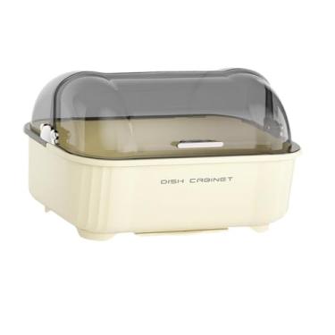 Imagem de ＫＬＫＣＭＳ Escorredor de pratos, bandeja para secar pratos, escorredor com tampa, organizador de pratos para copos, Leite Branco