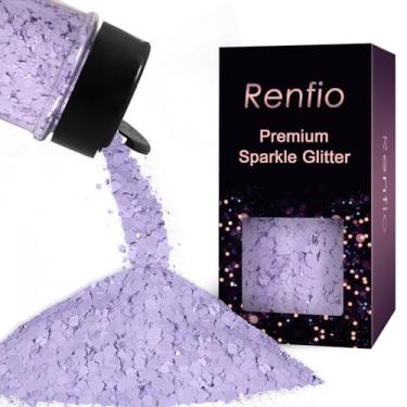 Imagem de Renfio Purpurina grossa roxa fosca, 50 g, purpurina de resina roxa mista, flocos de lantejoulas hexagonais foscas para suprimentos de copo de globo de neve, artesanato, resina, decoração de festival