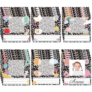 Imagem de Starboling Etiquetas de nome pretas, 48 peças de placas adesivas para identificação de mesa, material escolar para estudantes em sala de aula