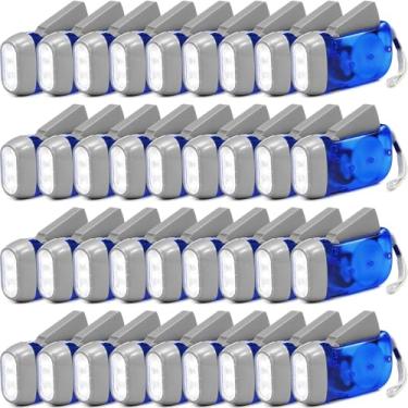 Imagem de Treela Lanterna de manivela de 36 peças, lanterna de compressão a granel, sem necessidade de bateria, lanterna de 3 LEDs, carregamento automático, dínamo para acampamento, caminhada, emergência (azul)
