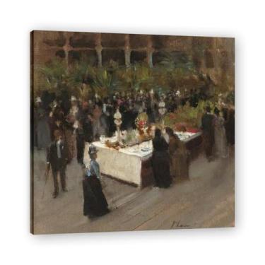 Imagem de The Flower Show John Lavery Classic Realist Portrait & War Scene Canvas Art – Decoração de parede de arte irlandesa para casa 30 x 30 cm emoldurada