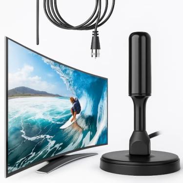 Imagem de Antena Digital TV Interna Externa Amplificada HDTV 4K UHF | VHF | FM, Resistente A Água, Compatível Com Samsung, LG, Philco, APC, Philips, Smart TV, Led, LCD, 3D, Cabo 5 Metros, Com Imã - Premium