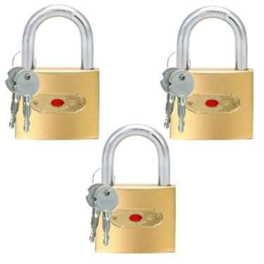 Imagem de Cadeado 38mm Grande com 3 Chaves Tetra, produto resistente e reforçado - KIT COM 3 UNIDADES
