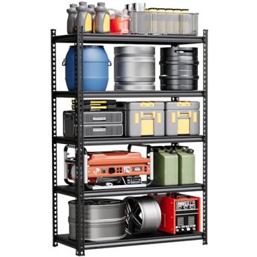 Imagem de Prateleira de garagem de aço de 5 andares, 91 cm L x 40 cm P x 182 cm A, rack de armazenamento utilitário de aço ajustável com prateleiras de metal, capacidade de 350 kg/prateleira, para garagem
