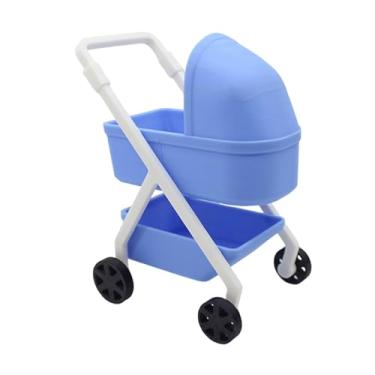 Imagem de menolana Carrinho de bebê em miniatura 1:12, carrinho de bebê, móveis, boneca realista, de bebê, de bebê, brinquedo, bonecas, berço, presente para crianças, Azul