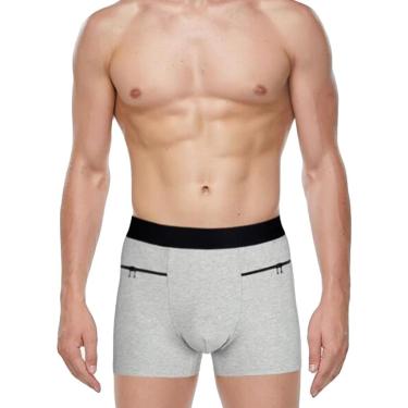 Imagem de Calcinha De Bolso Masculina Cueca Boxer Bolso Oculto Secreto Roupa Interior De Viagem Com Bolso Frontal Secreto, Style3, L