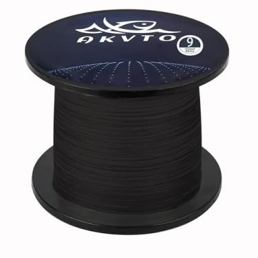 Imagem de AKVTO Linha de pesca trançada, 9 fios, 300 jardas, alta sensibilidade, resistente à abrasão (preta, 0,40 mm/36,3 kg)