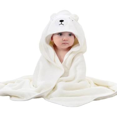Imagem de TOPAMIX Toalha de Banho para Bebê com Capuz Macia Absorvente Aconchegante Secagem Rápida Confortável (Branca)