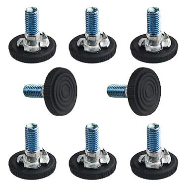 Imagem de TOVOT 8 peças M8*1,25 mm Pés niveladores de móveis com porcas em T parafuso nos pés de mesa Niveladores de móveis ajustáveis para sofá de armário de cadeira (27 * 28 mm)