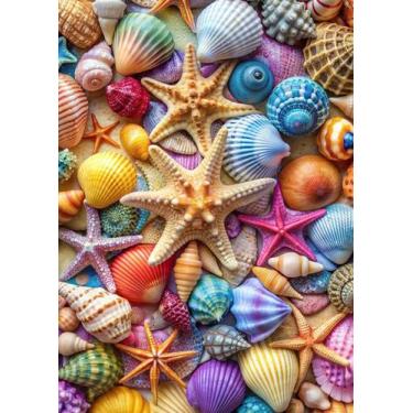 Imagem de Quebra-cabeça kepovin, 1000 peças, conchas coloridas e estrelas do mar