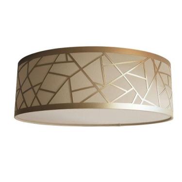 Imagem de Luminária Plafon Recorte Bronze Cúpula em Tecido 40x15 - Tom Luz, Cáqu