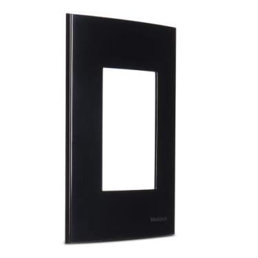 Imagem de Placa 4x2 3 Postos Ebony Preta Sleek Margirius, Preto