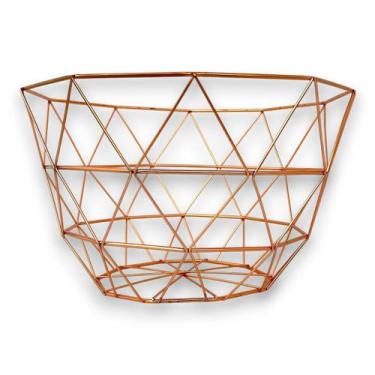 Imagem de Fruteira Cesta Aramada Metal Cobre Rose Gold 29cm Farmhouse - Luggari