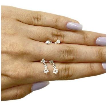 Imagem de Kit 2 Brinco Infantil Folheado A Prata 925 - Papillon Semi Jóias, Prat