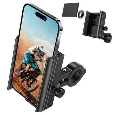 Imagem de Suporte de telefone de bicicleta para Airtag, suporte oculto de telefone de bicicleta compatível com Airtags da Apple, rastreador de ar antifurto, rastreador GPS, guidão de motocicleta, clipe de