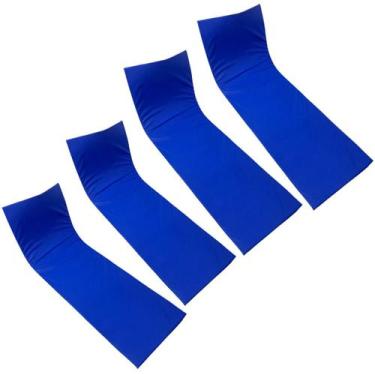 Imagem de Colchão Almofada Espreguiçadeira Dupla-face Azul Kit 4un - DreamInBox