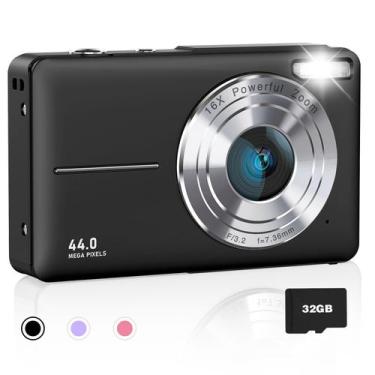 Imagem de Câmera digital AiTechny 44MP 1080P FHD para crianças com cartão de 32G
