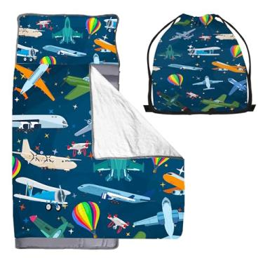 Imagem de Lindo tapete de cochilo infantil com travesseiro e cobertor, tapetes de cochilo enrolados macios para meninos e meninas, saco de dormir infantil quente, sacos de dormir leves para creche, viagem