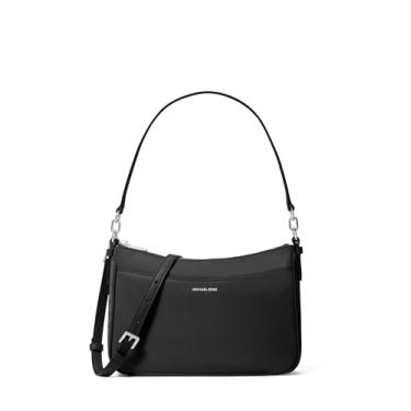 Imagem de Michael Kors Bolsa tiracolo Jet Set Pochette com zíper médio, ferragens prateadas/nylon Milano/preta