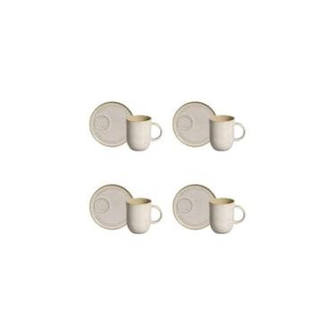 Imagem de Conjunto de Canecas e Pires Porto Brasil Coup Stoneware Latte Off White 330ml - 4 Peças