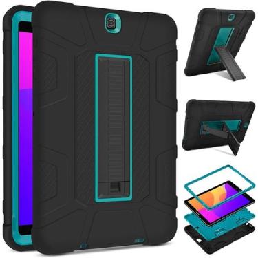 Imagem de Capa para Galaxy Tab S2 9.7, capa à prova de choque (preta e azul) - H