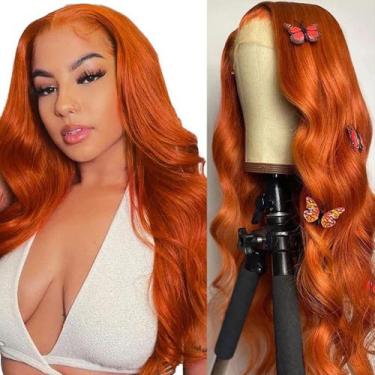 Imagem de Peruca Srakuw Orange Ginger Body Wave 100% cabelo humano 70cm