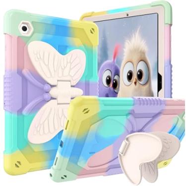Imagem de DreamerX Capa protetora para Samsung Galaxy Tab A8 de 10,5 polegadas 2022, SM-X200/X205/X207 de silicone macio, fofa, kawaii, feminina, à prova de choque, com alça de ombro com suporte de borboleta