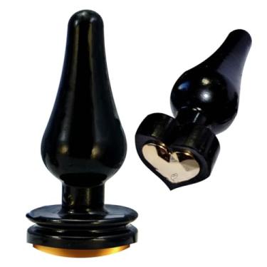 Imagem de PLUG ANAL JOIA DELICIA BLACK COM CORAÇÃO DOURADO CINTURA DEFINIDA SOFT PRAZEROSO CONFORTÁVEL MACIO