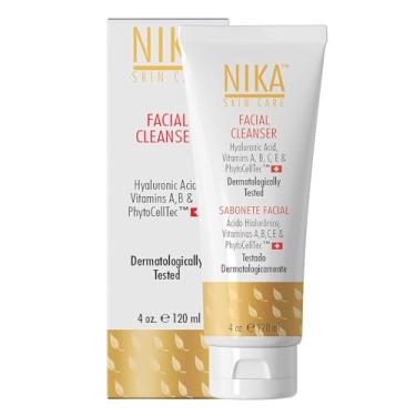 Imagem de NIKA Cuidados com a pele – limpador facial com ácido hialurônico, vitamina A, B e E, aloe vera, retinol e células-tronco de maçã suíça – dia e noite