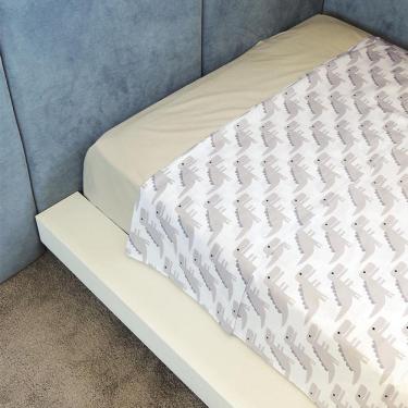 Imagem de Lençol De Cima Vivain Infantil Branco Dinossauro Cinza