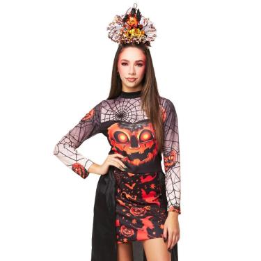 Imagem de Fantasia Bruxa Halloween Vestido Feminino Adulto Preto Curto