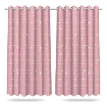 Imagem de Cortina Infantil Quarto Menina Estrelas 2,60x1,50m Mod01 - DECORANDO E