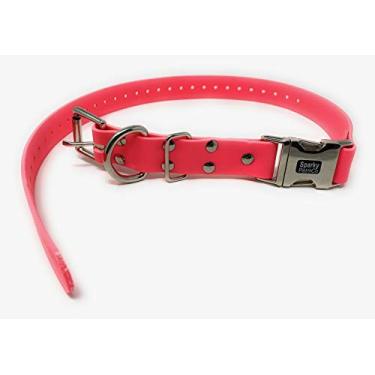 Imagem de Sparky Pet Co 1 polegada à prova d'água Biothane Double Buckle E Collar Receiver Alça de reposição 1" x 30" (rosa neon)