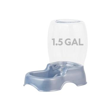 Imagem de Petmate Pet Cafe Água Gravity Waterer para gatos e cães, azul cinza pérola, 1,5 GAL, feito nos EUA