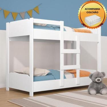 Imagem de Beliche Mini Cama Infantil Com Escada Incluso Colchões 150x70 Para Cri
