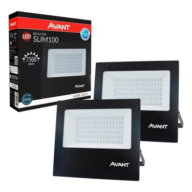 Imagem de 2X Kit 2 Refletor Avant 100W Led 6500K Branco Frio Externo I