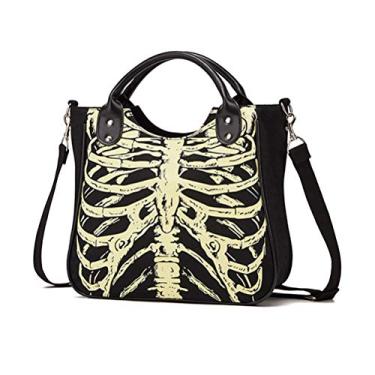 Imagem de Bolsa de ombro bolsa feminina crossbody bolsa feminina estilingue crossbody Shopping Miss bolsa de lona Messenger bolsa casual rebite caveira Steampunk bolsas femininas/783