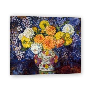 Imagem de Vaso de flores Théo van Rysselberghe: Impressão em tela neoimpressionista belga chave emoldurada 30 x 33 cm