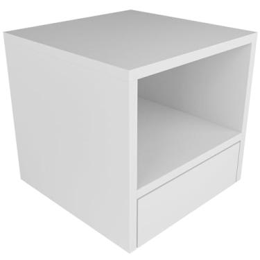 Imagem de Mesa De Cabeceira com Gaveta e Nicho em Mdf Reforçado 15mm Branco