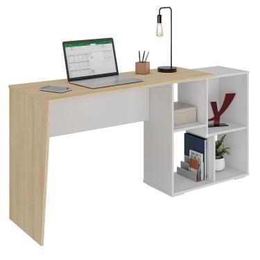 Imagem de Mesa Escrivaninha 2 em 1 com Nichos Arbo A06 Carvalho/Branco - Mpozenato