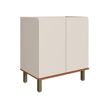 Imagem de Balcão de Cozinha 80cm 100% MDF com 2 Portas e Prateleiras - GenialFle