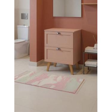Imagem de Gabinete para Banheiro com Tampo 60cm Retro Mdf Rosa Milano - On Móvei