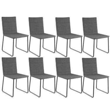 Imagem de Kit 08 Cadeiras Decorativa Estofada Para Sala De Jantar Preto Maya L02