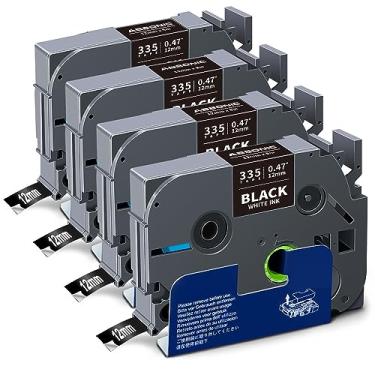 Imagem de 4 Pack Absonic Compatible Label Tape Replacement for Brother P Touch White on Black TZe TZ Tape Tze-335 Tze 335 12mm 0.47 1/2 Laminated Black for PT-H110 PT-D210 PT-D600 PT-D400 PT-1880 Label Maker